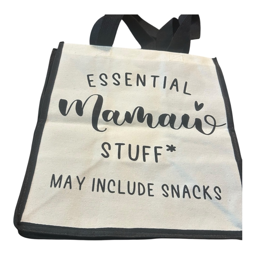 Essential‎ Mama Stuff Tote Bag May Include Snacks Black Trim Shoulder